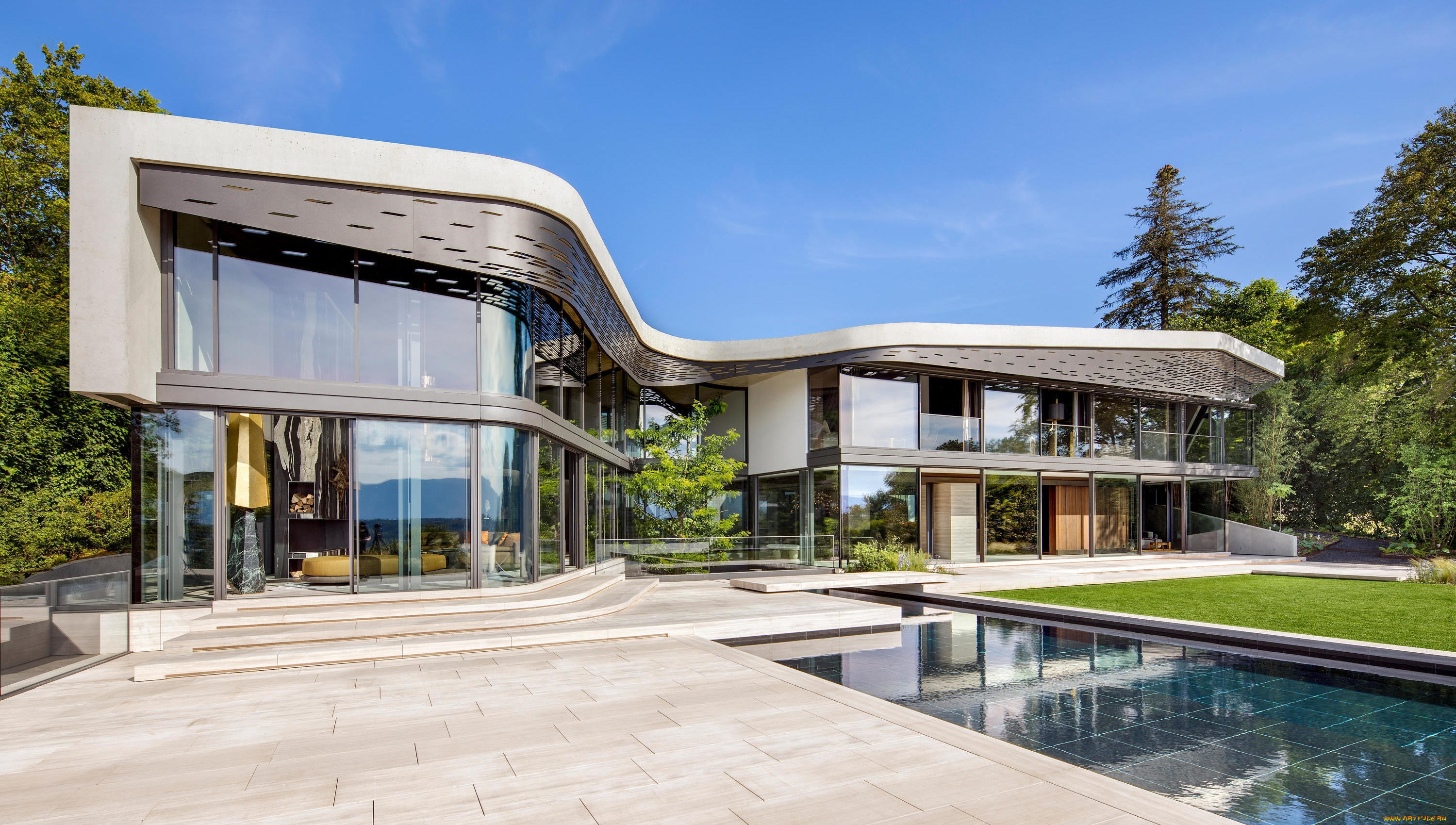 , - ,  , , , , , , , , suisse, by, saota, villa, courbe, , , lac, leman